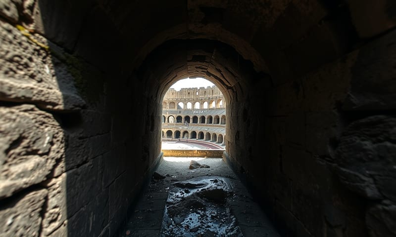 闘技場の暗い地下通路