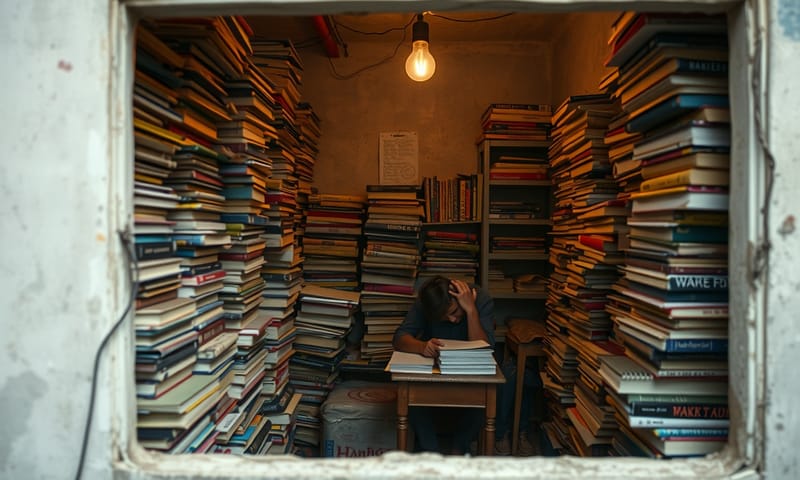 予備校近くの、本に埋もれた勉強部屋の現実
