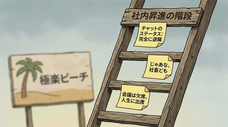 締めのイメージ（“退職”が神話になってる感覚）